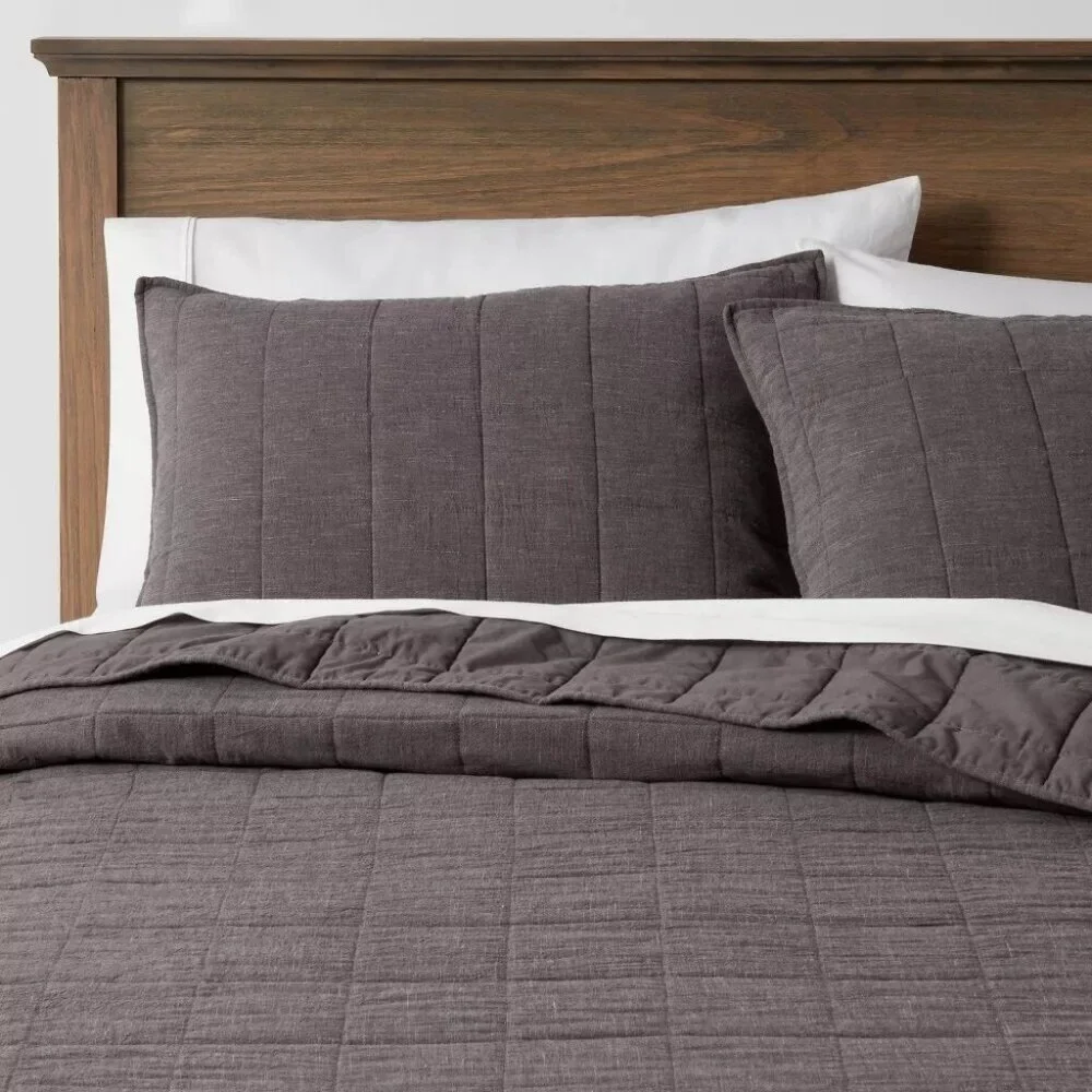 Threshold Dark Gray Space Dyed Linen Blend Standard 20